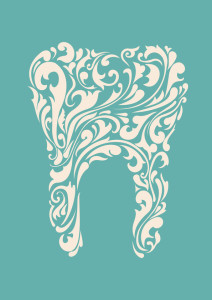 abstract image of a tooth on teal background