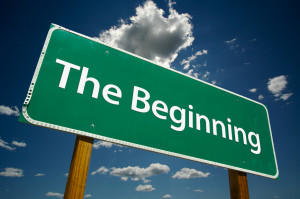 Roadsign saying The Beginning