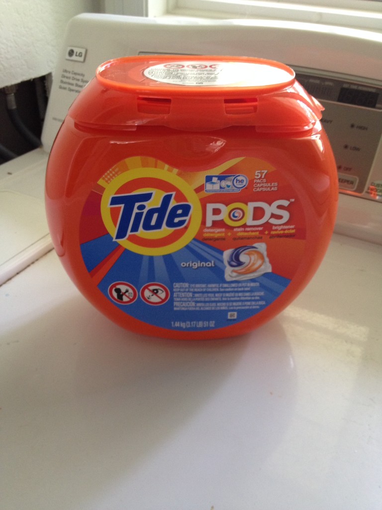 image of Tide Pods package atop a washing machine