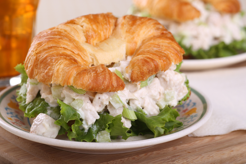 Chicken salad with lettuce on a croissant 