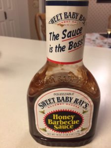 Bottleof Sweet Baby Ray's barbecue sauce 