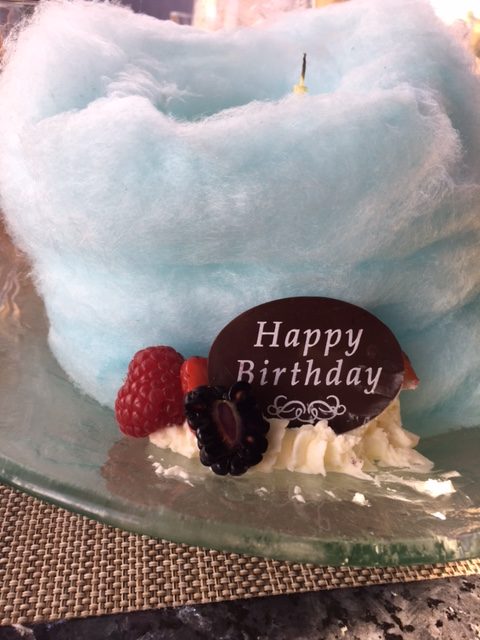 blue cotton candy birthday cake