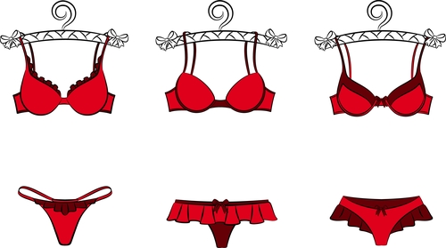 red lingerie on hangers