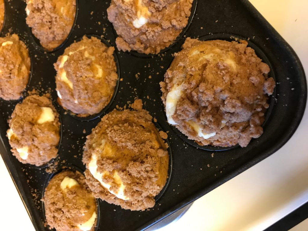 a pan of freshly baked muffins