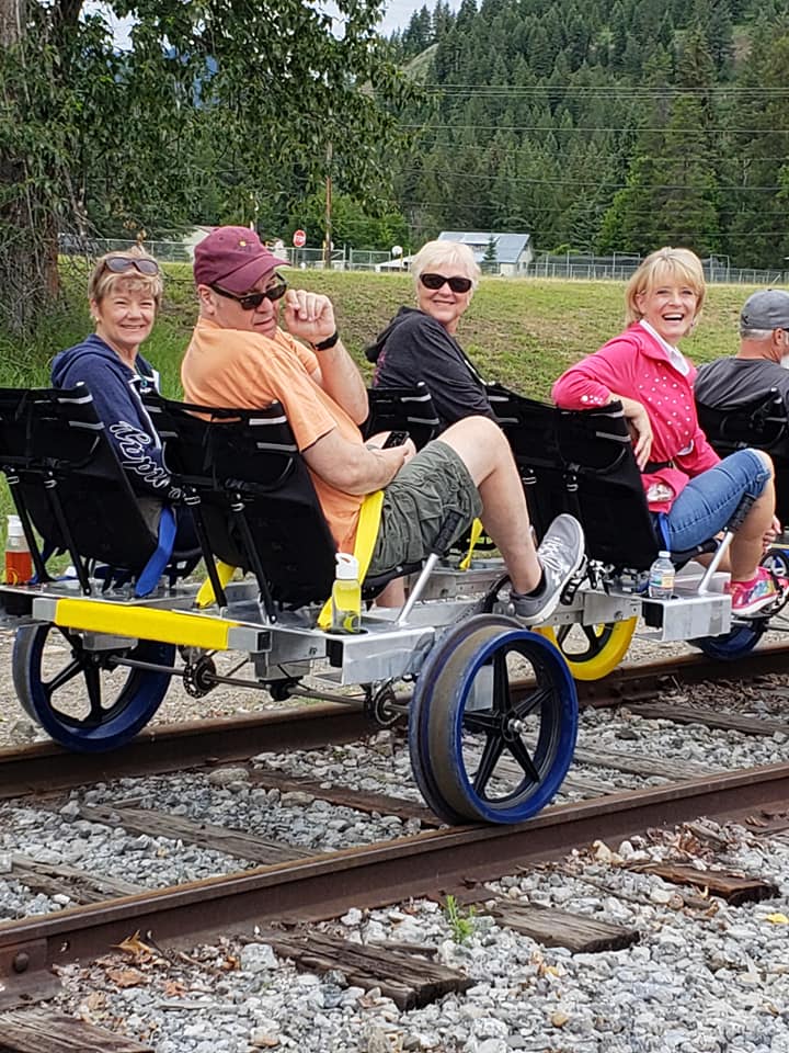 Friends on a train