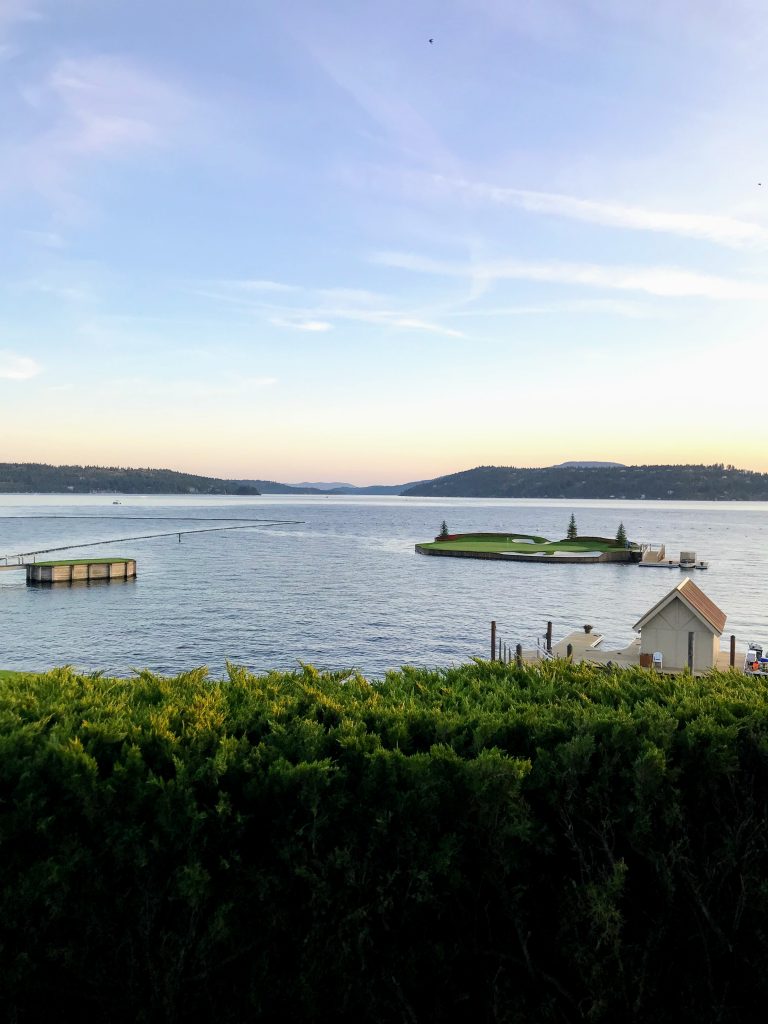 The floating green at the Coeur d'Alene Resort Golf Course