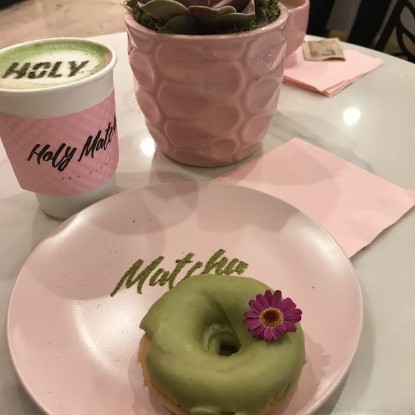Matcha Latte' and donut from Holy Matcha in San Diego