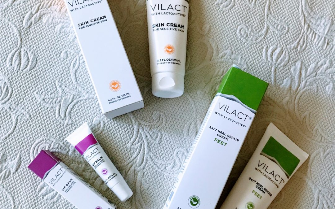 a flat lay of Vilact skincare products