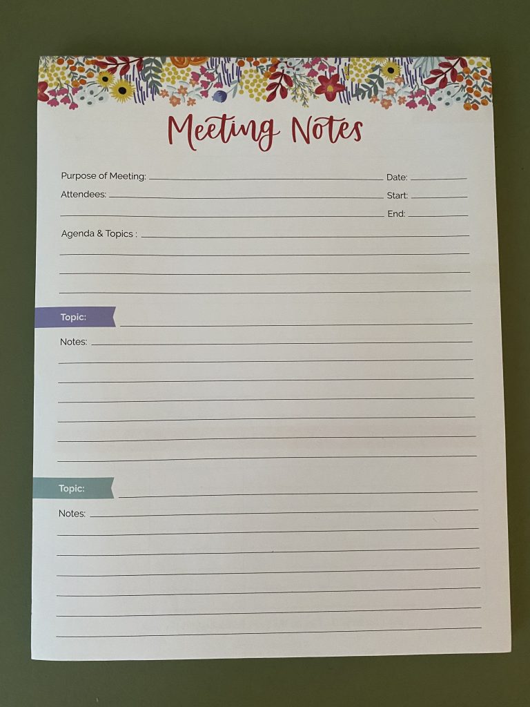 meeting notes notepad