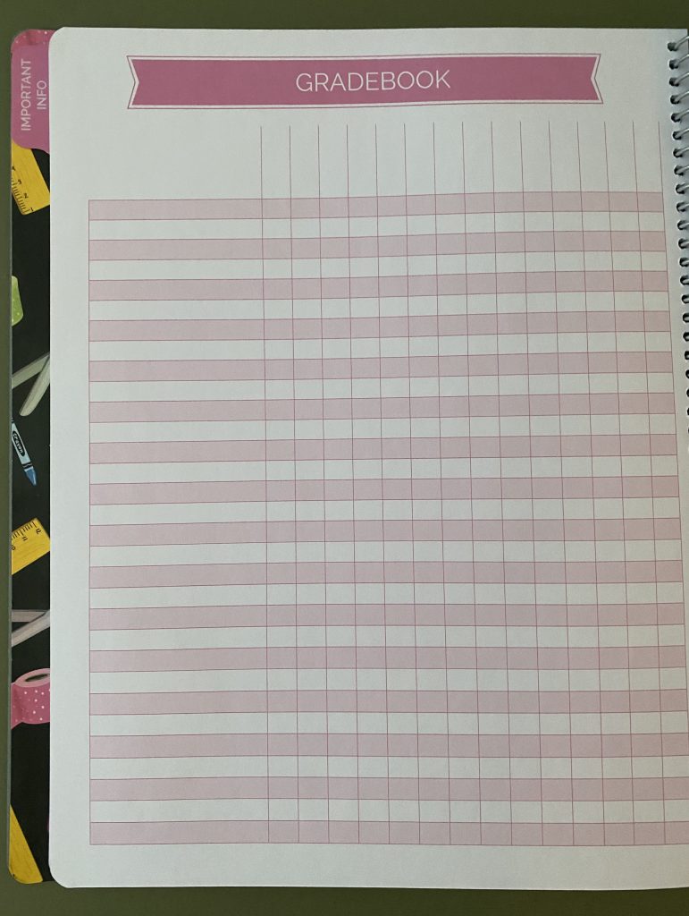 Bloom teacher planner inside