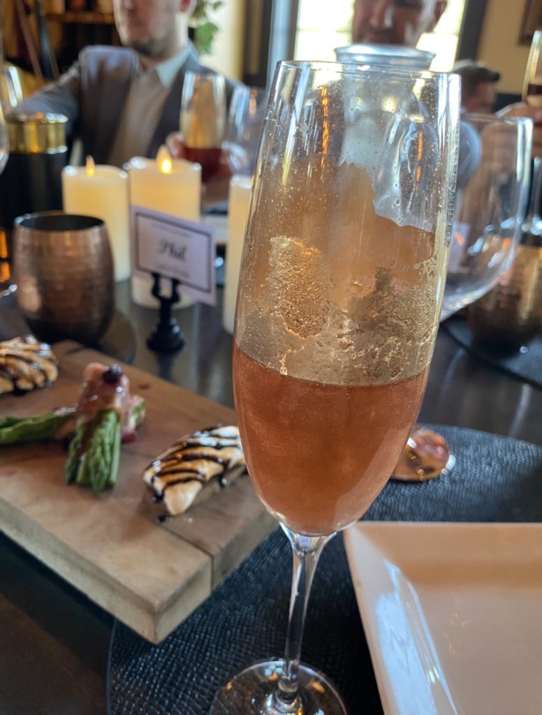 Champagne cocktail with 24 K edible gold dust