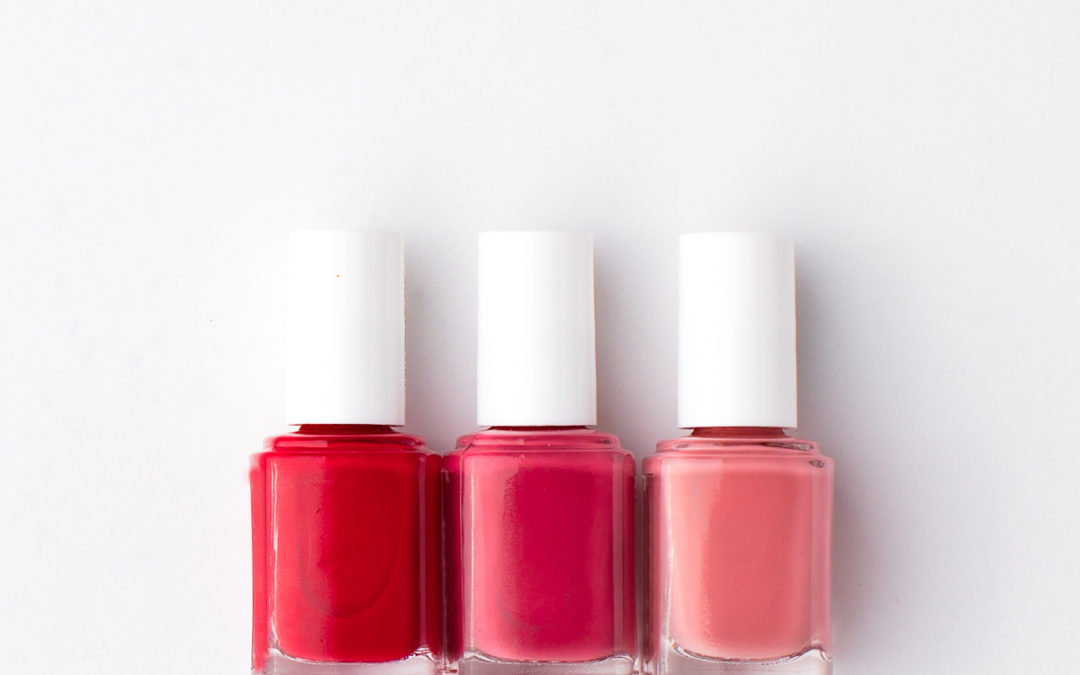 3 bottles of nail polish in 3 shades of pink