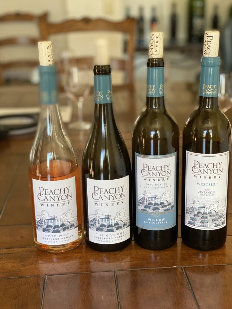 4 bottles of Peachy Canyon wines lined up next to each other
