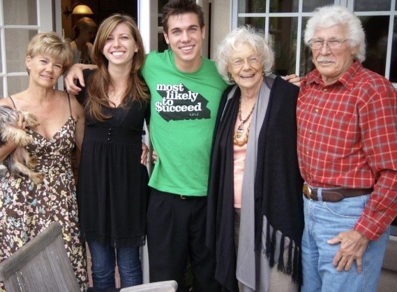Shelley with her parents, son and daughter in law